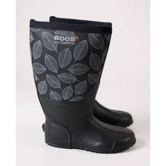 Bogs Shoes - Bogs Neo Tech CRVR TL Leafy Print Black Rain Boots Waterproof Women's Size 11